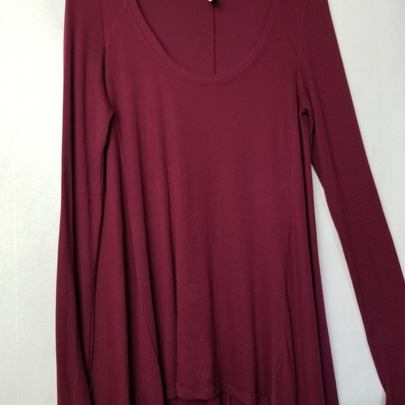 Free People Burgundy January Scoop Neck Jersey Swing Tunic Top Small - Picture 7 of 13